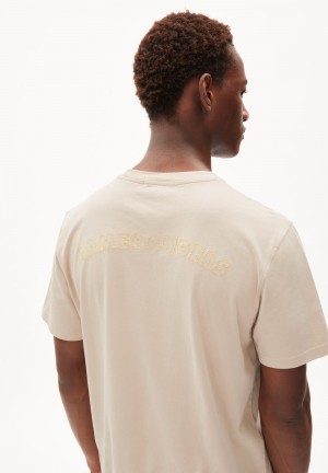 ARMEDANGELS AADONI COLLEGE EMBRO T-Shirt Relaxed Fit made of Organic Cotton Sand Stone | 0821NHDMZ
