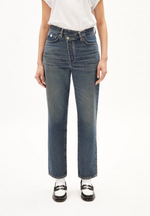 ARMEDANGELS AAIKALA DETAIL Jeans Straight Leg High Waist Organic Cotton Mix Non-Stretch Indigo | 5948XADGO