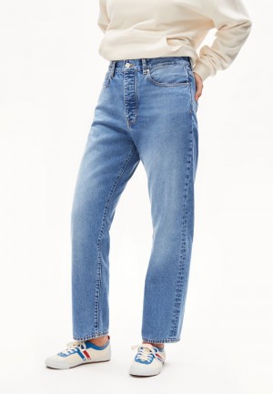 ARMEDANGELS AAIKALA Jeans Straight Leg High Waist recycled Cotton Non-Stretch Medium Slate | 3041KURLE