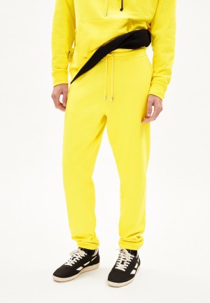 ARMEDANGELS AAIKE ICONIC CAPSULE Heavyweight Sweat Pants Regular Fit made of Organic Cotton Mix Gelb | 9127TQVHI