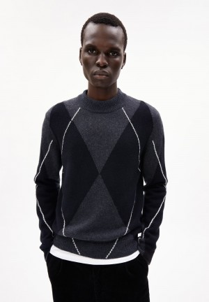 ARMEDANGELS AARGELIUS Sweater Regular Fit made of Organic Wool Mix Steel Melange-black-oatmilk | 5096XFPNS
