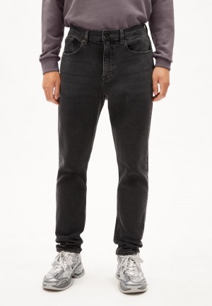 ARMEDANGELS AARJO TARPA Jeans Tapered Leg Mid Waist recycled Cotton Mix Comfort-Stretch Schwarz | 0562VAZHN