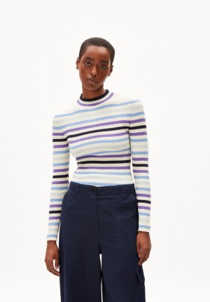 ARMEDANGELS ALAANIA MULTICOLOR 2.0 Sweater Slim Fit made of Organic Cotton Blau | 8961NYKLV