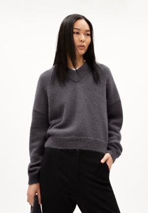 ARMEDANGELS ALBASAA MOHAIR Sweater Oversized Fit made of Mohair Wool Mix Iron Cast | 2918TOSCI