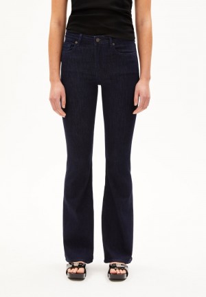 ARMEDANGELS ANAMAA Jeans Flared Leg Mid Waist Organic Cotton Mix X-Stretch Dunkel | 2456BYONW