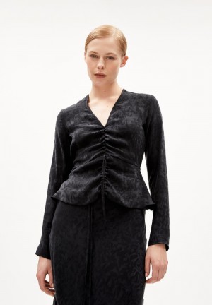 ARMEDANGELS ANAYAA JACQ Blouse Regular Fit made of TENCEL™ Lyocell Mix Schwarz | 1685VUMBW