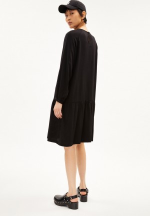 ARMEDANGELS ANINAA Woven Dress Regular Fit made of LENZING™ ECOVERO™ Viscose Schwarz | 8402YUGQE