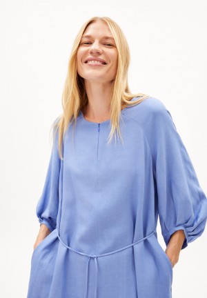 ARMEDANGELS ATESSAA LINO Woven Dress Loose Fit made of Linen-Mix Blau | 9670PUYLM