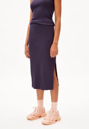 ARMEDANGELS AZITAA Rib-Jersey Skirt Slim Fit made of Organic Cotton Mix Blau | 1564ZBUKT