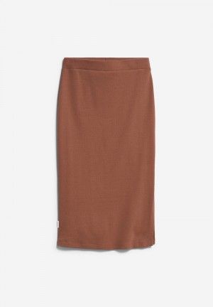 ARMEDANGELS AZITAA Rib-Jersey Skirt Slim Fit made of Organic Cotton Mix Nutshell | 8172HETRW
