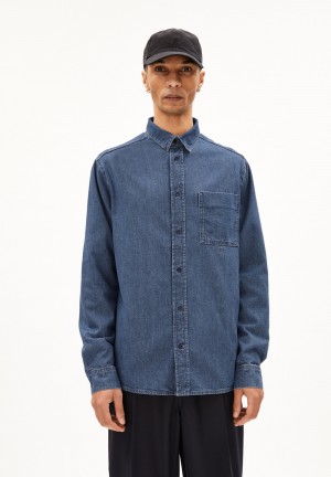 ARMEDANGELS BAASO Shirt Relaxed Fit made of Organic Cotton Mix Indigo | 0156NGUJB