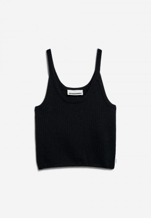 ARMEDANGELS BELLAAS LINO Knit Top Regular Fit made of Linen-Mix Schwarz | 1207EVHQK