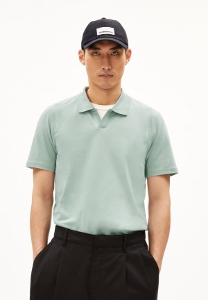 ARMEDANGELS BRAAN PREMIUM Polo T-Shirt Regular Fit made of Organic Cotton Mix Morning Dew | 2093YGCJN