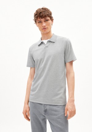 ARMEDANGELS BRAAN PREMIUM Polo T-Shirt Regular Fit made of Organic Cotton Mix Grau | 6123EMOUA