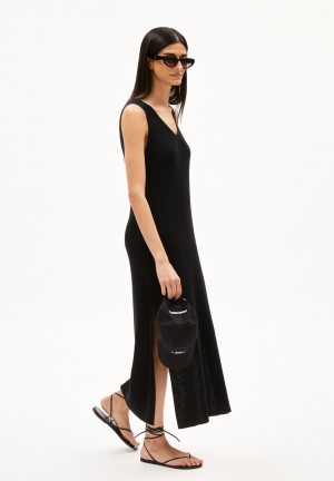 ARMEDANGELS CAROLINIAA LINO Knit Dress Regular Fit made of Linen-Mix Schwarz | 9562YDGUB