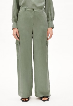 ARMEDANGELS CATIAA Woven Pants made of Lyocell Grau Grün | 0764MVFTJ