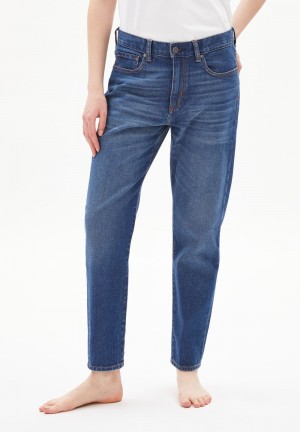 ARMEDANGELS CAYAA TARPA Jeans Tapered Leg Low Waist Ankle Organic Cotton Mix Comfort-Stretch Dunkel | 7890GPOKS