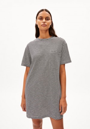ARMEDANGELS CHAARA LOVELY STRIPES Jersey Dress Relaxed Fit made of Organic Cotton Black-oatmilk | 5231DZLCR