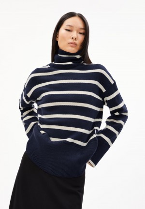 ARMEDANGELS CHANAA STRIPES Sweater Loose Fit made of Organic Cotton Night Sky-oatmilk | 8745NYIRD
