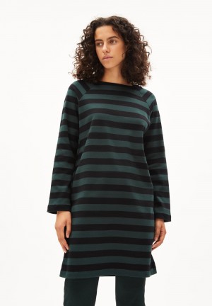 ARMEDANGELS DANIKAA STRIPE Jersey Dress Loose Fit aus Bio-Baumwolle Dunkel | 2137MKZLU