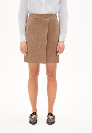 ARMEDANGELS DARLAA Knit Skirt Regular Fit made of Organic Wool Mix Cinnamon Dust Melange | 2847LOBZQ