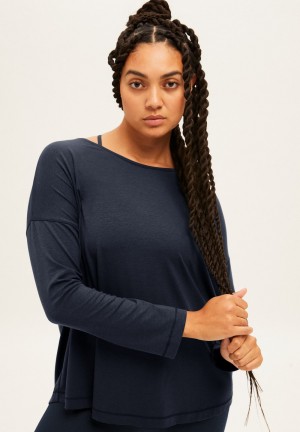 ARMEDANGELS DAYITAA Activewear Longsleeve made of TENCEL™ Lyocell Mix Indigo | 4197JPTXM