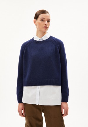 ARMEDANGELS DILIRIAA REGLANA Sweater Loose Fit made of Organic Wool Mix Tiefesblau | 5768OINSD
