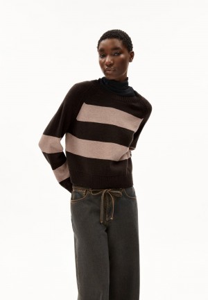 ARMEDANGELS DILIRIAA STRIPES Sweater Loose Fit made of Organic Wool Mix Coffee-cinnamon Dust Melange | 2364EYKLQ