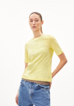 ARMEDANGELS DONAAJI FEAATHER LIGHT T-Shirt Slim Fit made of Organic Cotton Gelb Hell | 4928WNVKJ