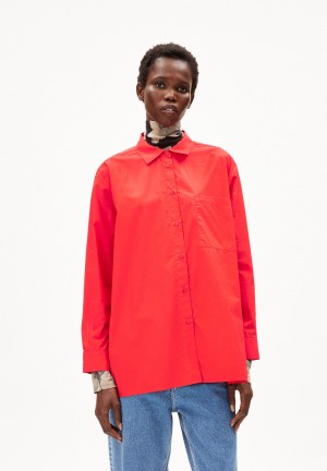 ARMEDANGELS EALGAA Blouse Loose Fit made of Organic Cotton Rot | 7512MVUHJ