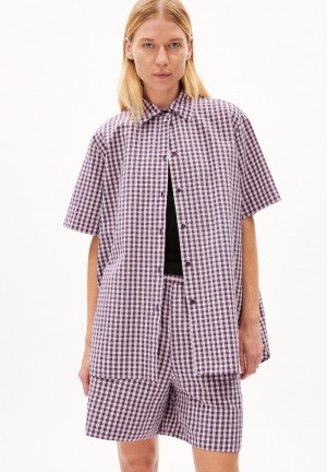 ARMEDANGELS EASSAALI VICHI Blouse Loose Fit made of Organic Cotton Blau | 3459QJWDZ