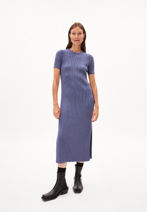 ARMEDANGELS ELAINAAS Knit Dress Slim Fit made of Organic Cotton Mix Dynamo Blue-undyed | 4175WUXAY