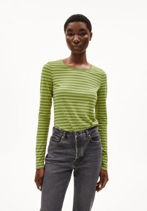 ARMEDANGELS ENRICCAA STRIPES Longsleeve Slim Fit made of Organic Cotton New Moss-dark Moss | 1602MJNDA