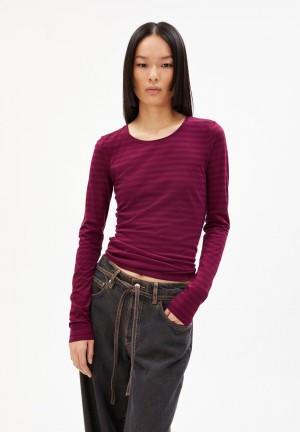 ARMEDANGELS ENRICCAA STRIPES Longsleeve Slim Fit made of Organic Cotton Cherry Juice-cranberry Juice | 4836UNGSQ