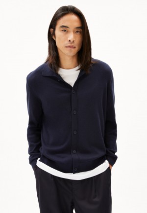 ARMEDANGELS FAAUSTOS Cardigan Regular Fit made of Organic Merino Wool Mix Night Sky | 6710VZWOQ