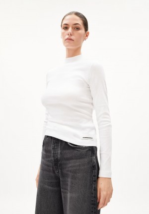 ARMEDANGELS FATIMAARA Rib-Longsleeve Slim Fit made of Organic Cotton Mix Weiß | 9645FRBMS