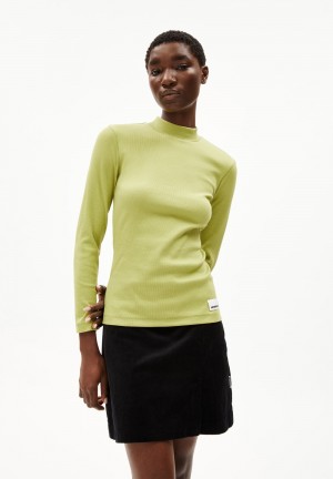 ARMEDANGELS FATIMAARA Rib-Longsleeve Slim Fit made of Organic Cotton Mix New Moss | 8143AJZWL