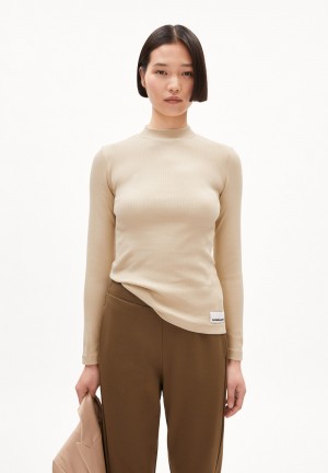 ARMEDANGELS FATIMAARA Rib-Longsleeve Slim Fit made of Organic Cotton Mix Gravel | 6028IRDMP
