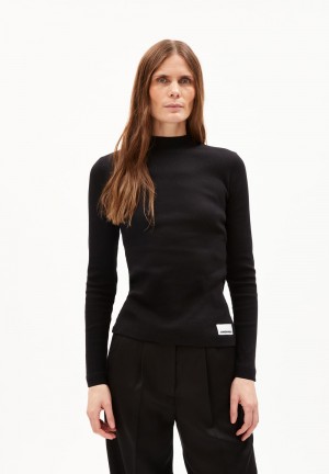 ARMEDANGELS FATIMAARA Rib-Longsleeve Slim Fit made of Organic Cotton Mix Schwarz | 5439GZINK