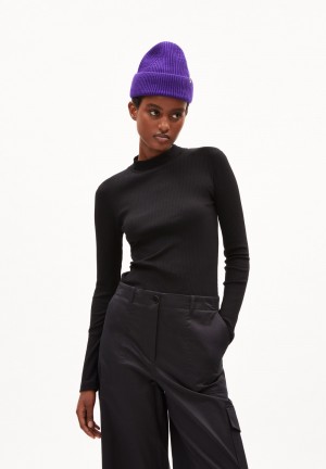 ARMEDANGELS FATIMAA Rib Longsleeve Slim Fit made of Organic Cotton Mix Schwarz | 3689BZYJR