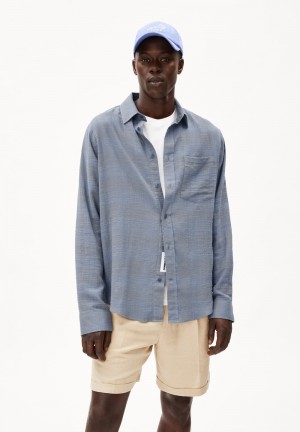 ARMEDANGELS FLAAVIEN Shirt Relaxed Fit made of Organic Cotton Mix Blau | 2763QNBZJ