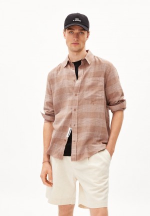 ARMEDANGELS FLAAVIEN Shirt Relaxed Fit made of Organic Cotton Mix Cinnamon Dust-grey Blush | 1634IVOLP