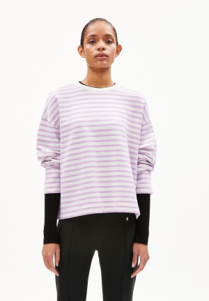 ARMEDANGELS FRANKAA MAARLEN STRIPE Sweatshirt Oversized Fit made of Organic Cotton Lavendel | 2905XHYOK