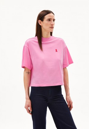 ARMEDANGELS FREDERIKAA Heavyweight T-Shirt Relaxed Fit made of Organic Cotton Rosa | 3407UYLAC