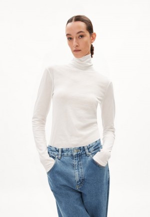 ARMEDANGELS GRAZILIAA SOFT Longsleeve Slim Fit made of Organic Cotton Weiß | 9135VHBUJ
