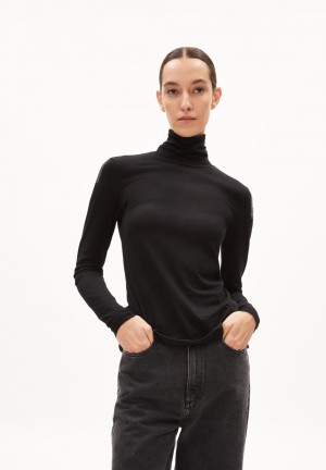 ARMEDANGELS GRAZILIAA SOFT Longsleeve Slim Fit made of Organic Cotton Schwarz | 6042GTQNH