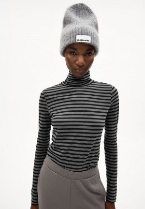 ARMEDANGELS GRAZILIAA STRIPES Longsleeve Slim Fit made of Organic Cotton Iron Cast-black | 1078OCPDE
