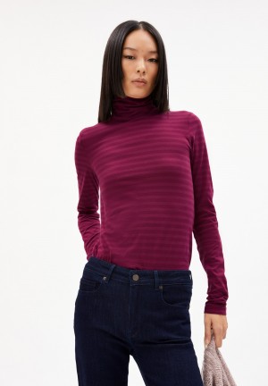ARMEDANGELS GRAZILIAA STRIPES Longsleeve Slim Fit made of Organic Cotton Cherry Juice-cranberry Juice | 2471KJSYP