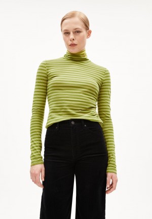 ARMEDANGELS GRAZILIAA STRIPES Longsleeve Slim Fit made of Organic Cotton New Moss-dark Moss | 1832JQIHV