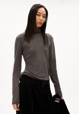 ARMEDANGELS GRAZILIAA WOOL BLEND Longsleeve Slim Fit made of Organic Wool Mix Iron Cast | 4190SLURB